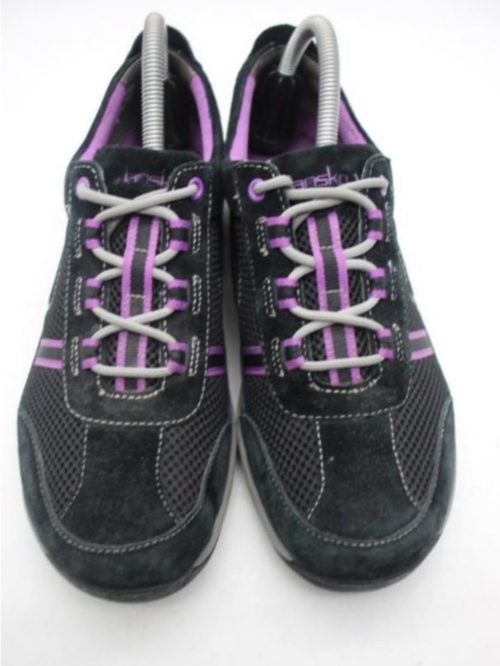 Women's Black Sneakers with Purple Accents - Casual Lace-Up